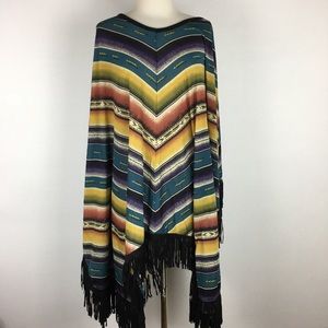 Double D Ranch Suasalito Serape Stripe Poncho 1X